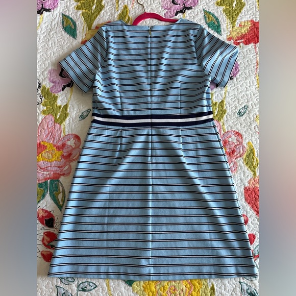 Draper James Ponte Striped A-Line V-Neck Dress - Picture 2 of 3